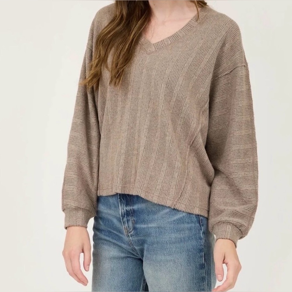 Blu Pepper V-Neck Sweater in Rich Brown